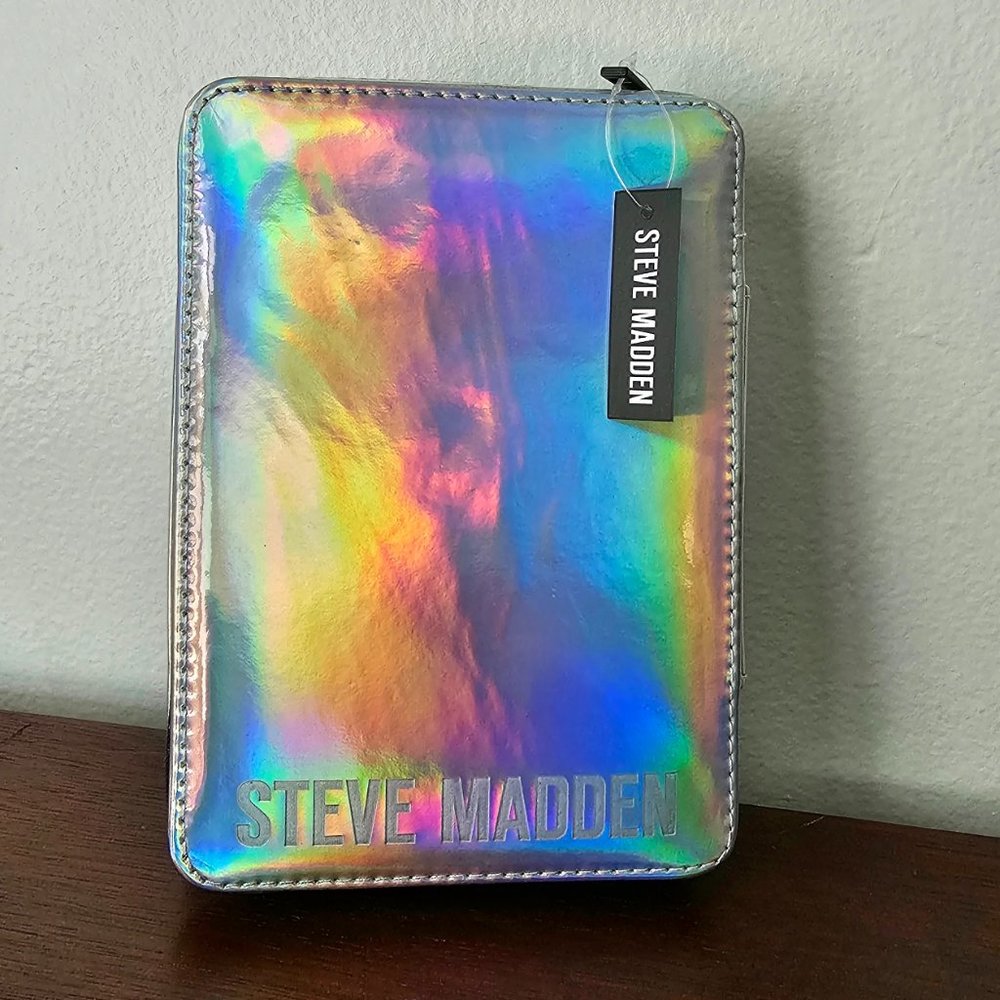 Steve Madden Holographic Iridescent Jewelry Organizer Travel Case NEW
